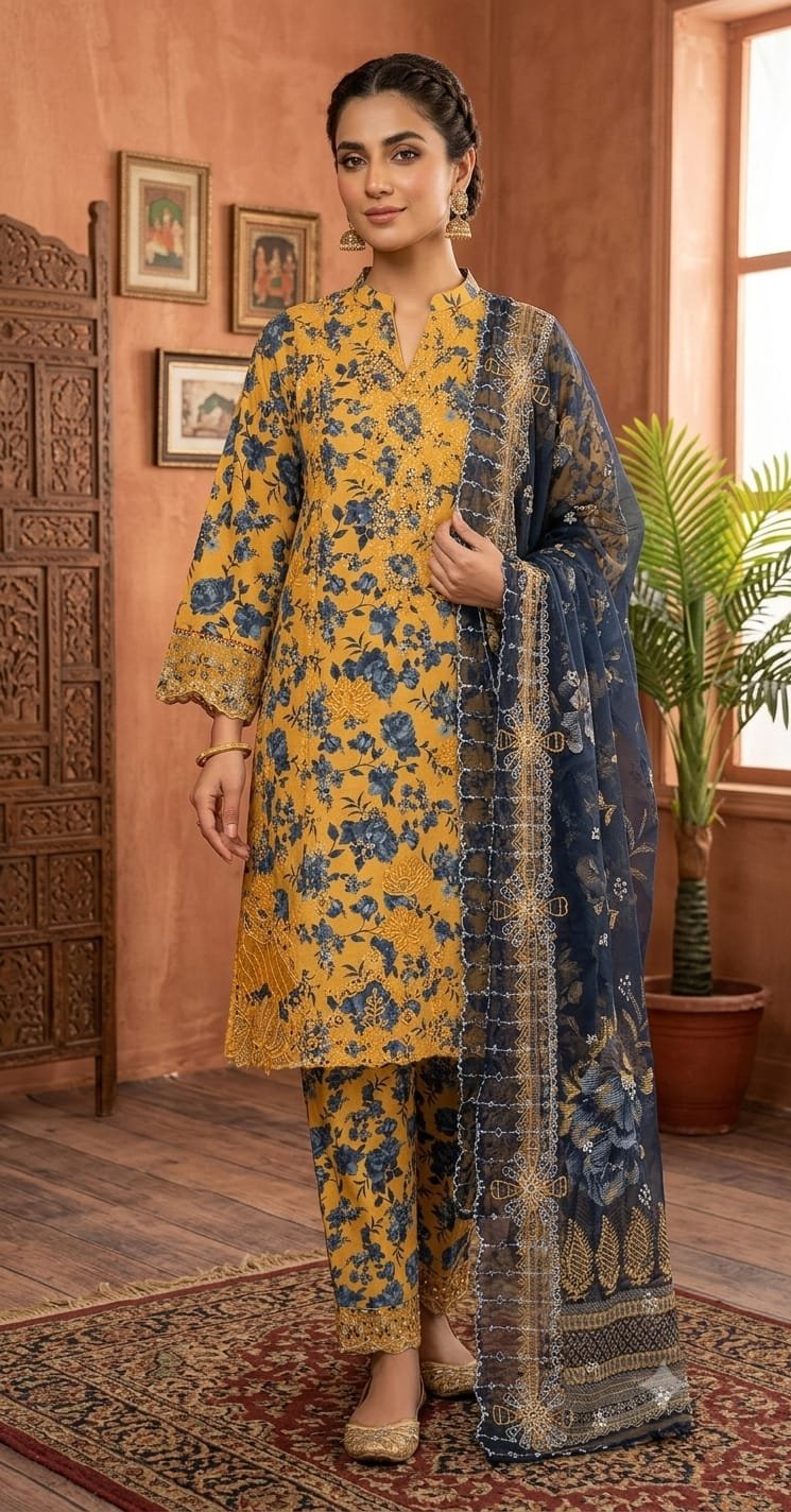 Bin Saeed 3PC Embroidred Stitched BESV1D8
