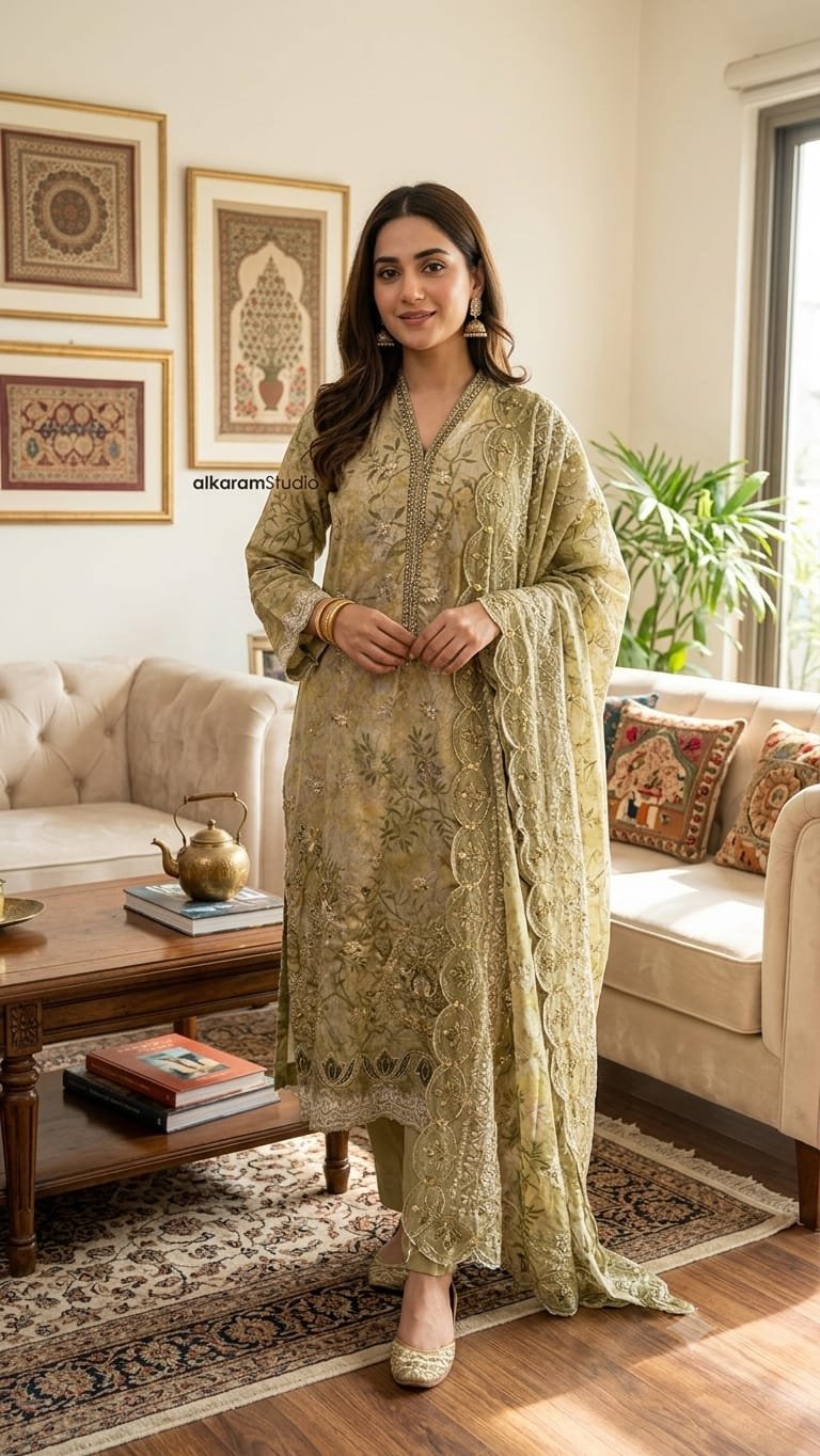 Bin Saeed 3PC Embroidred Stitched BESV1D7