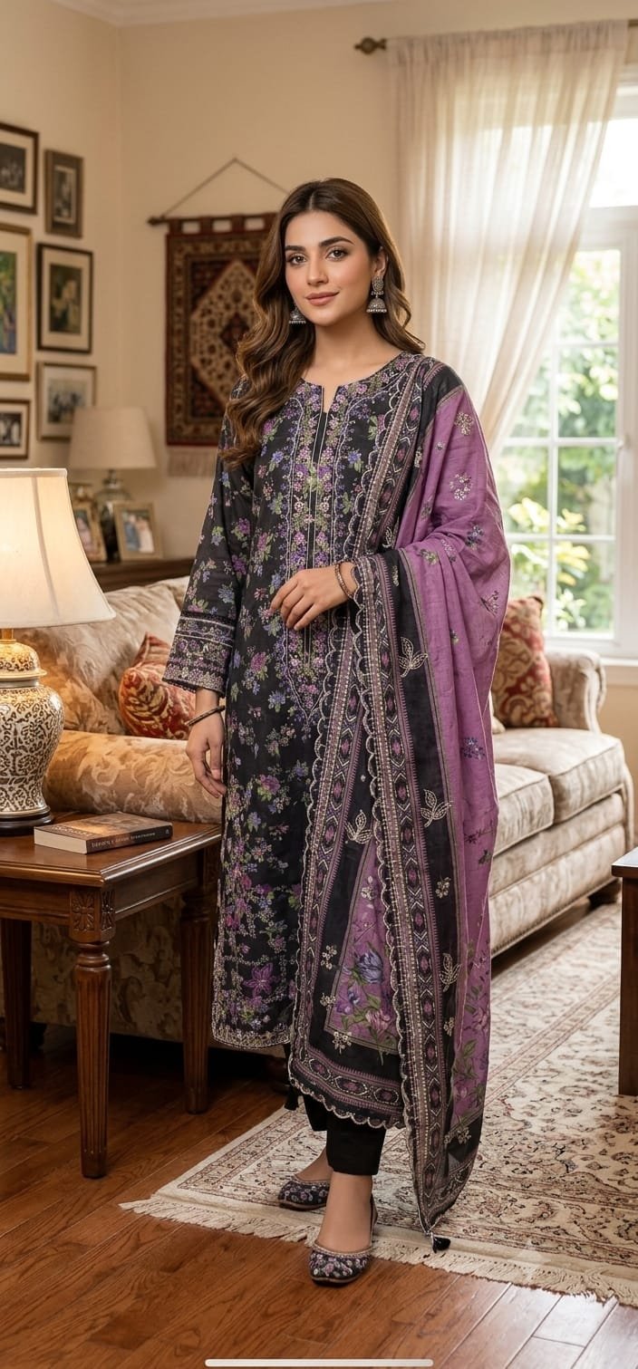 Bin Saeed 3PC Embroidred Stitched BESV1D6