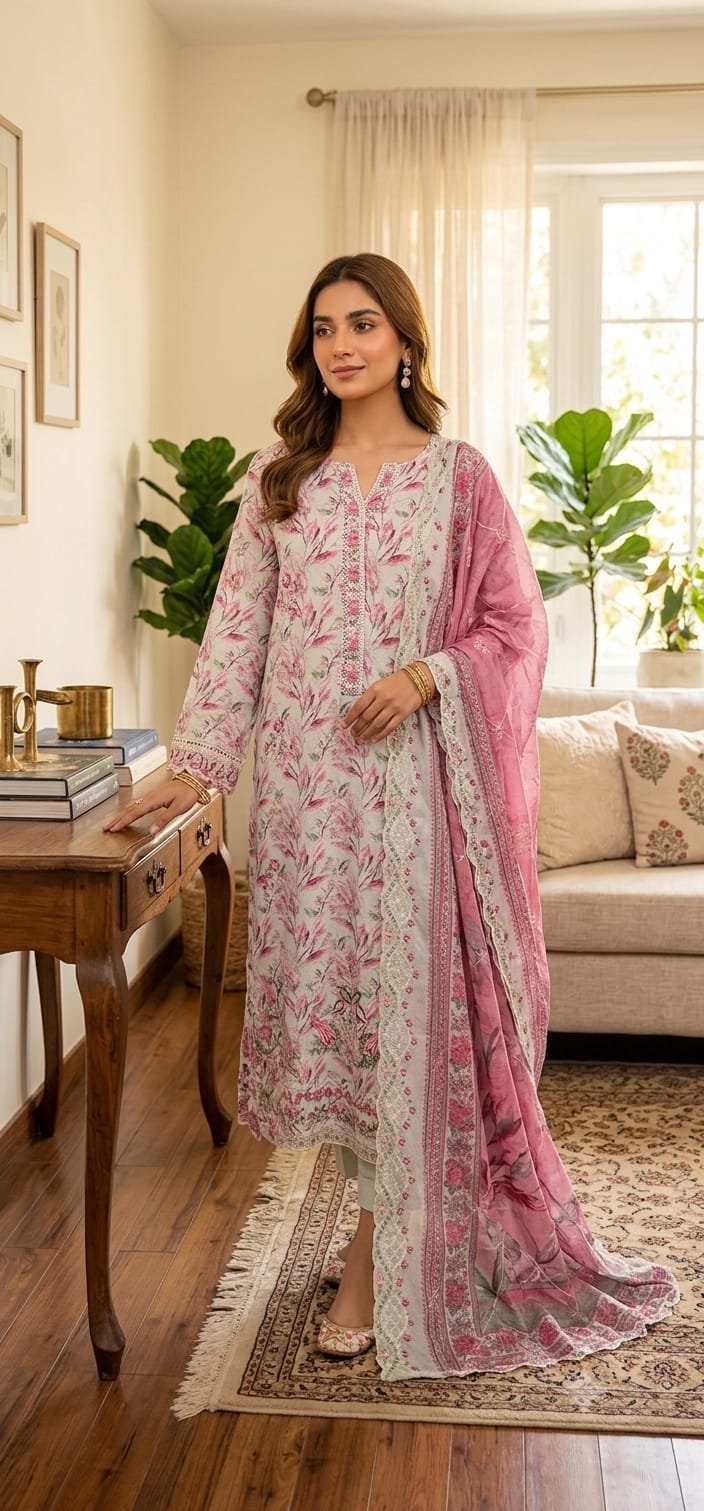 Bin Saeed 3PC Embroidred Stitched BESV1D2