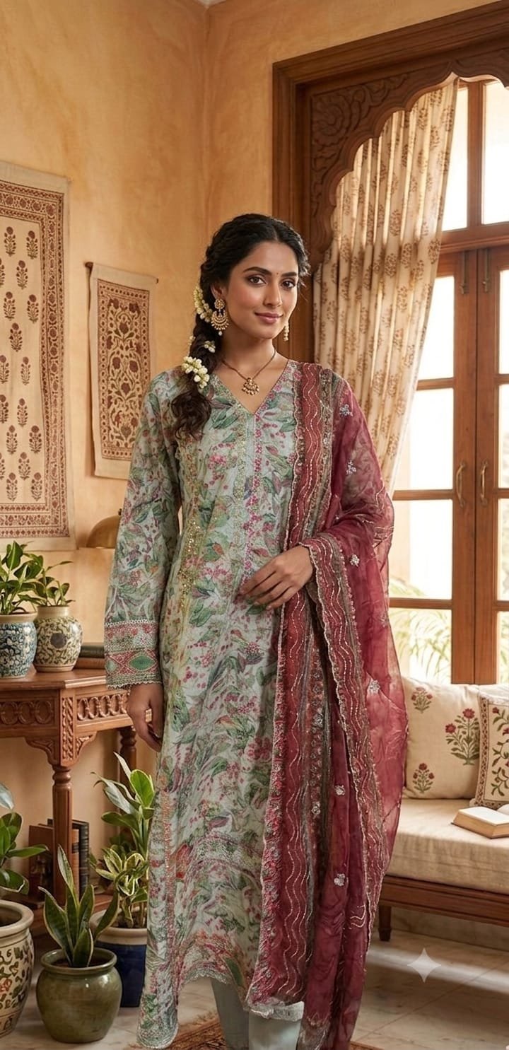 Bin Saeed 3PC Embroidred Stitched BESV1D1