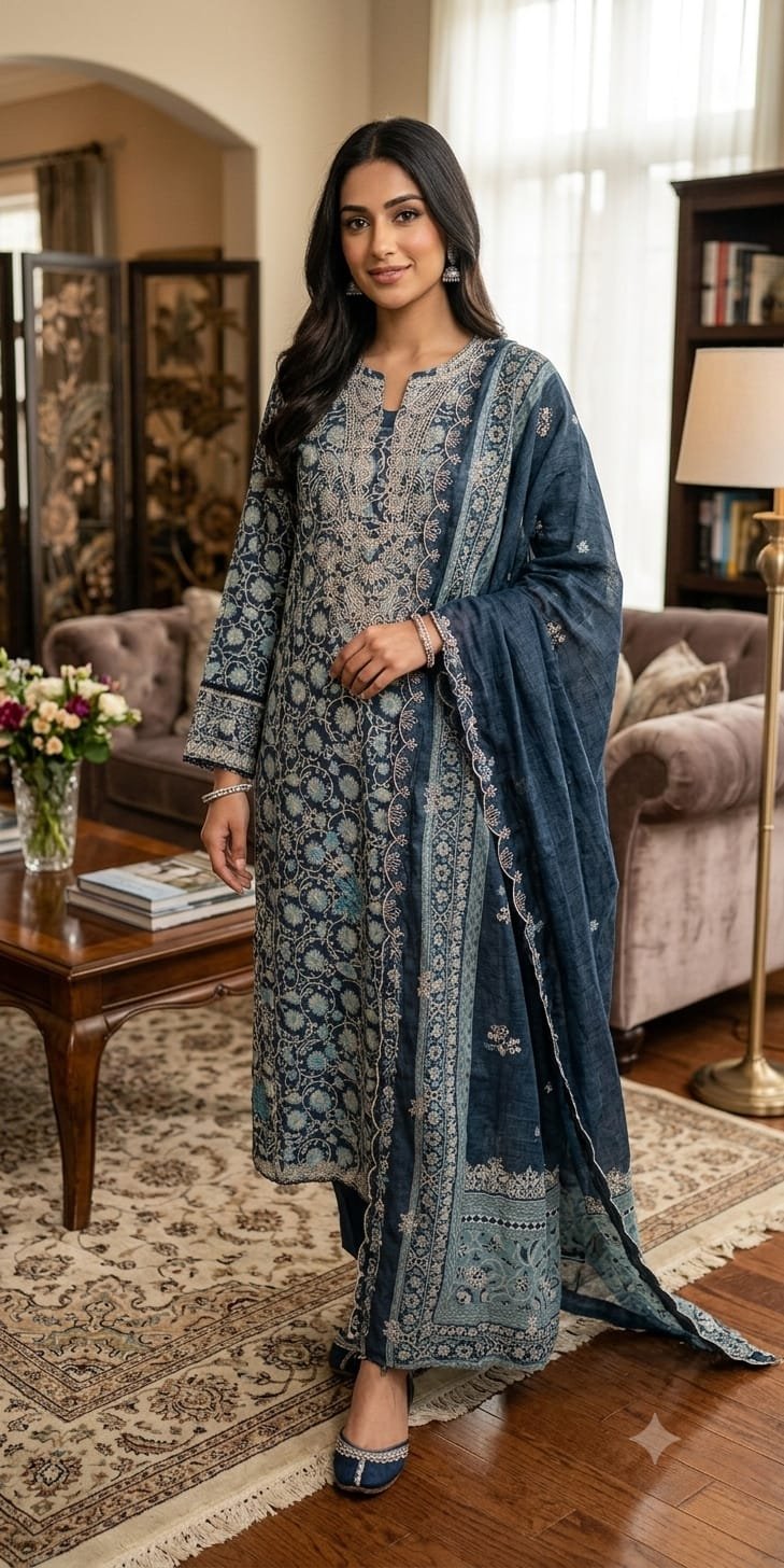 Bin Saeed 3PC Embroidred Stitched BESV1D3