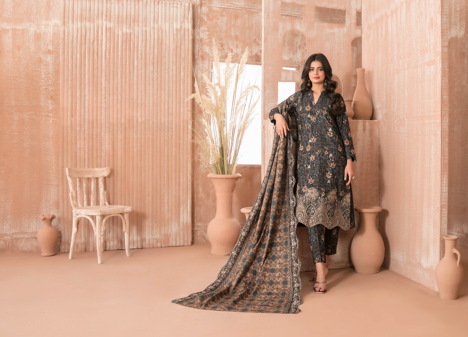 Tawakal All-Over Embroidered 3-Piece Khaddar Taev1d10 - Image 2