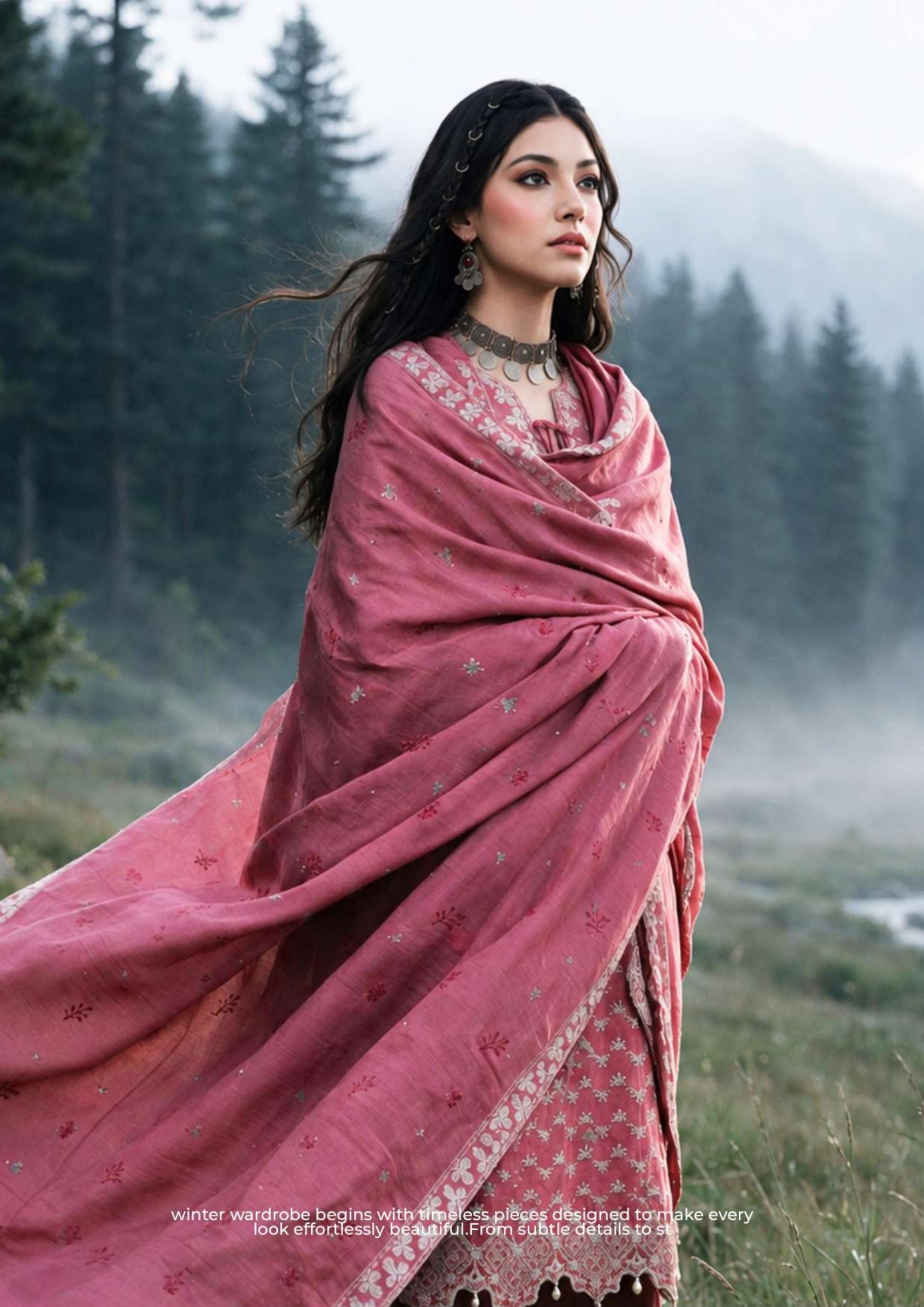 Zellbury 3-Piece Embroidered Khaddar Unstitched Suit Zekv1d13 - Image 3