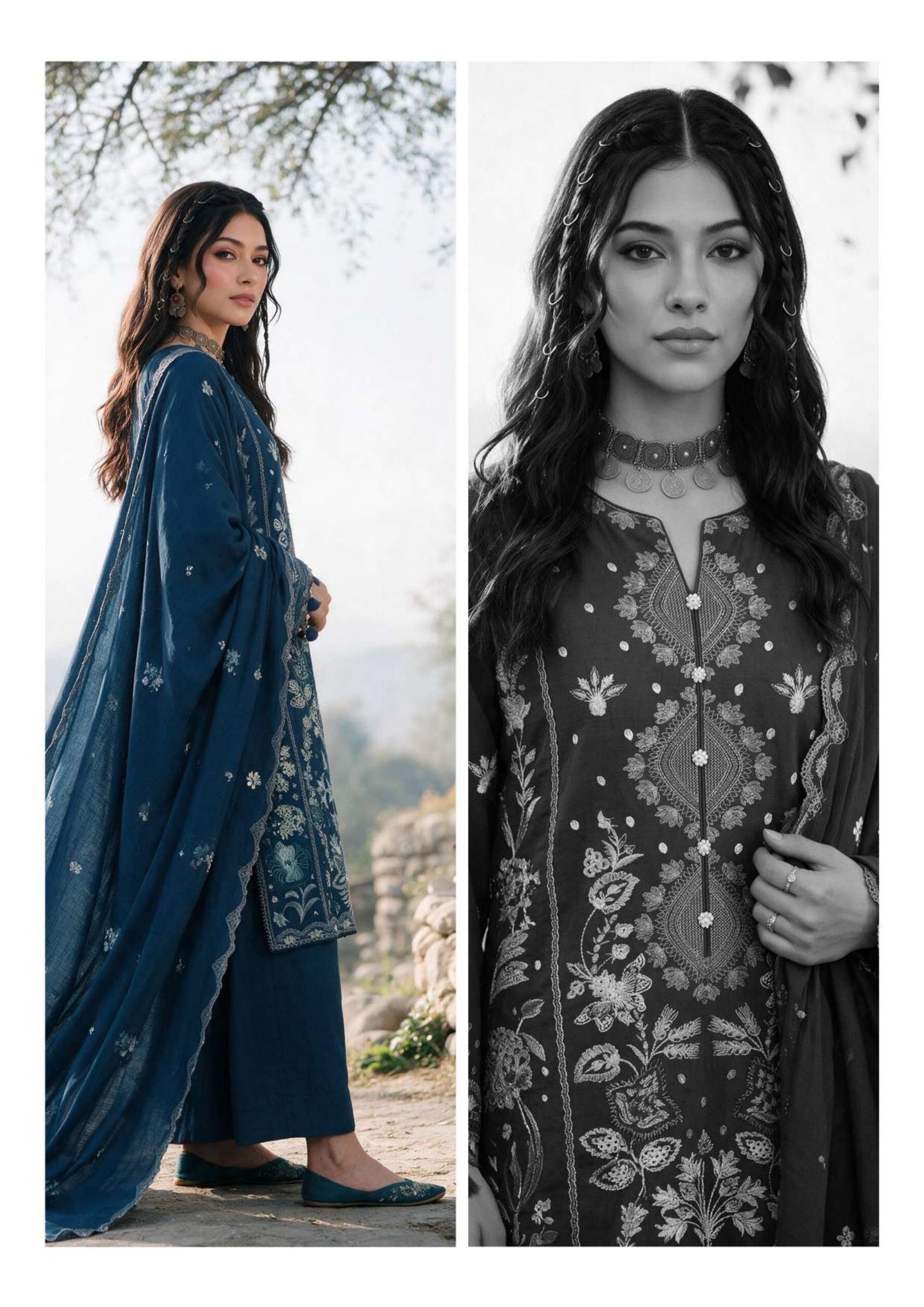 Zellbury 3-Piece Embroidered Khaddar Unstitched Suit Zekv1d12 - Image 3