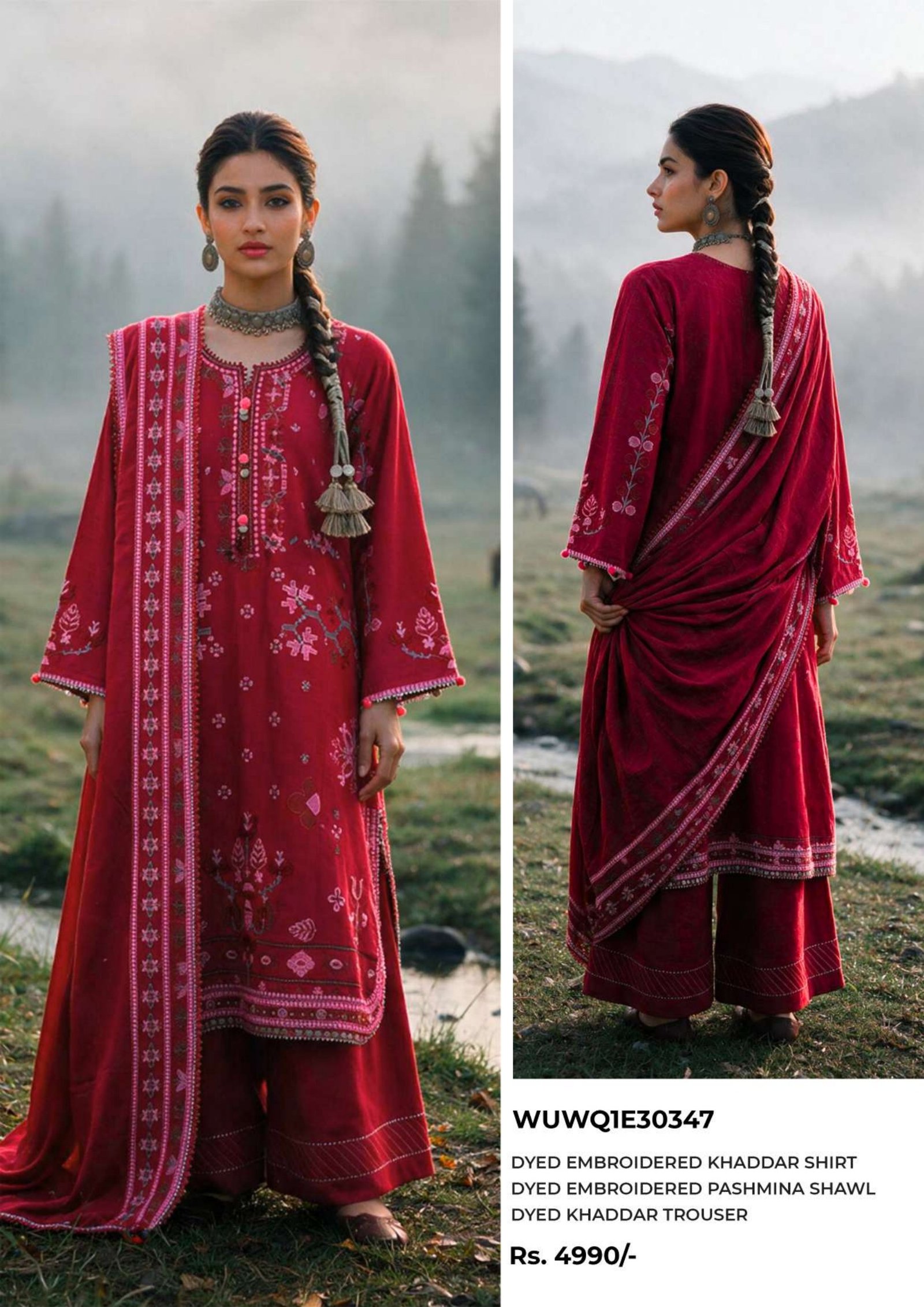 Zellbury 3-Piece Embroidered Khaddar Unstitched Suit Zekv1d11